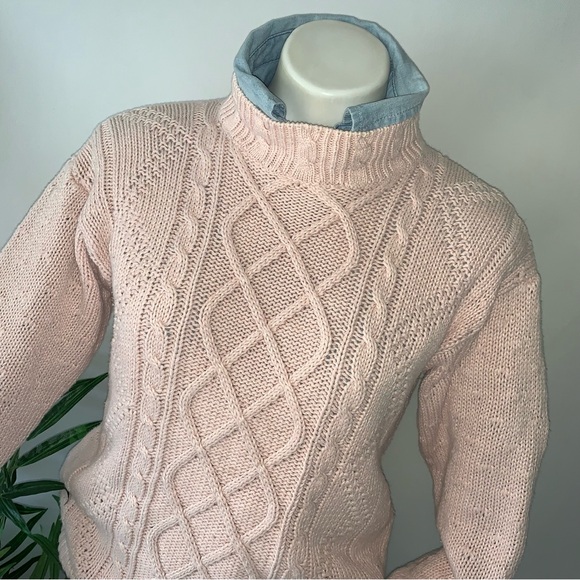 v i n t a g e :: Chunky Pastel Fisherman Aran Cable Knit Sweater - Picture 14 of 14